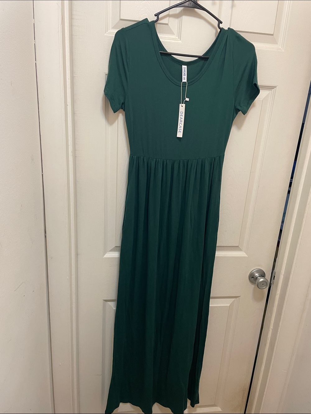 DEARCASE Women’s Small Green Short Sleeve Maxi Dress NWT